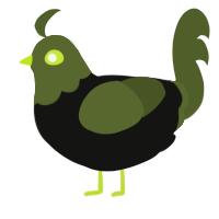 Radioactive Mugwort, a black and olive chicken with a head pattern