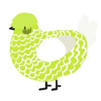 Tennis Ball, a lime and white chicken with a lace pattern