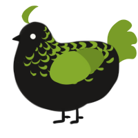 Monster Energy, a sable and chartreuse chicken with a half-lace pattern