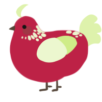 Appy, a crimson and apple chicken with a neck-speckle pattern