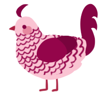 Blushing Bride, a rose and maroon chicken with a lace pattern