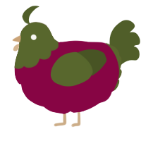 Jasmine, a maroon and olive chicken with a head pattern