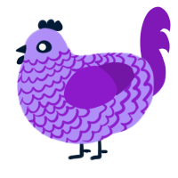 Grape, a lilac and violet chicken with a lace pattern