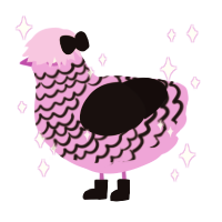 Scene queen, a lavender and black chicken with a lace pattern