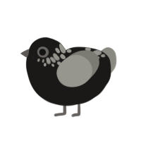 maia x tarmac, a sable and ash chicken with a neck-speckle pattern