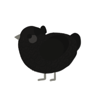 Bad apple, a sable and black chicken with a double-lace pattern