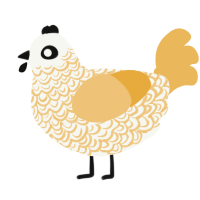 popcorn, a white and honey chicken with a double-lace pattern