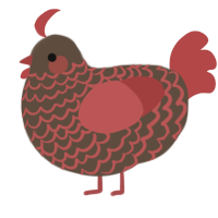 silly lady, a bark and red chicken with a lace pattern