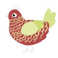 (unnamed), a red and lemon chicken with a lace pattern