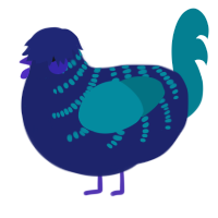 Wandercrab, a navy and sea chicken with a half-bar pattern