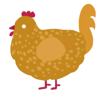 (unnamed), a ochre and orange chicken with a speckle pattern