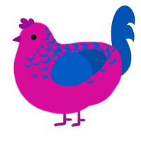 (unnamed), a fuchsia and ultramarine chicken with a half-lace pattern