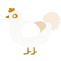 Elegance, a white and cream chicken with a double-lace pattern