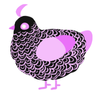 yxx, a black and lavender chicken with a double-lace pattern