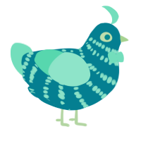 Key, a sea and mint chicken with a bar pattern