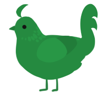 Viridian City, a viridian chicken with a neck-speckle pattern