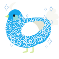 Azul, a sky and white chicken with a double-lace pattern