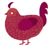 Flesh, a red and maroon chicken with a double-lace pattern