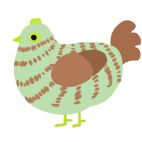 Kyron, a gluppy and brown chicken with a bar pattern