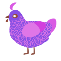 Saint, a blurple and orchid chicken with a double-lace pattern