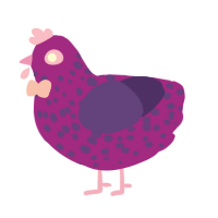 Purpleberry, a amethyst and indigo chicken with a speckle pattern