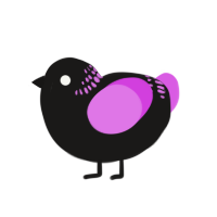 Petunia, a sable and orchid chicken with a neck-band pattern