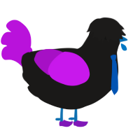 Vaguely Unsettling, a sable and amethyst chicken with a speckle pattern