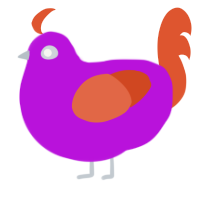 Barb, a amethyst and vermilion chicken