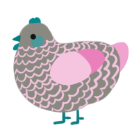 Bun, a ash and pink chicken with a lace pattern