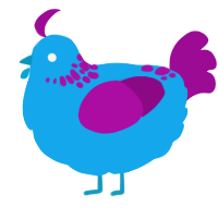 nuclear missile, a sky and plum chicken with a neck-speckle pattern