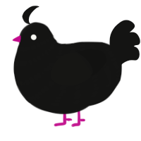 Grimoire, a black chicken with a bar pattern