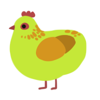 old lime, a lime and ochre chicken with a neck-speckle pattern