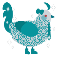 Galeo, a mist and teal chicken with a double-lace pattern