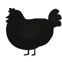 Apparition, a black and sable chicken with a half-lace pattern