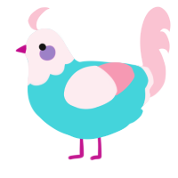 Cotton Candy Taffy, a aqua and rose chicken with a head pattern