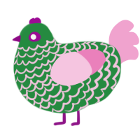 (unnamed), a viridian and pink chicken with a lace pattern