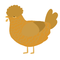 Gold Leaf, a orange and gold chicken with a lace pattern