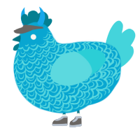 Cirrostratus, a cerulean and aqua chicken with a double-lace pattern