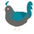 A grey and sea chicken with a half-lace pattern