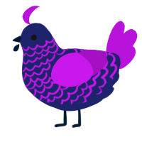 Sea-l, a navy and amethyst chicken with a lace pattern