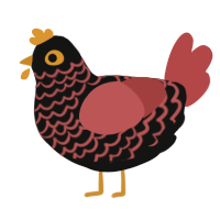 (unnamed), a black and red chicken with a lace pattern