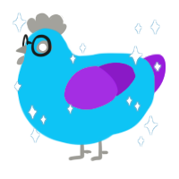 Hayami Uchicken, a cerulean and violet chicken