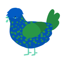 (unnamed), a ultramarine and viridian chicken with a speckle pattern