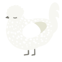 (unnamed), a white chicken with a speckle pattern