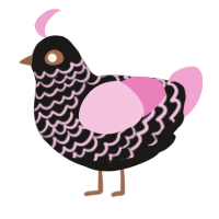 Pastel Goth, a sable and pink chicken with a lace pattern