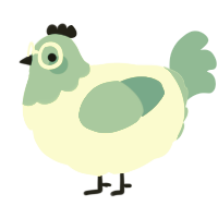 Pyjamma, a white and sky chicken with a head pattern