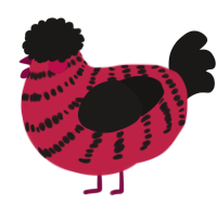 POATSM, a crimson and sable chicken with a bar pattern