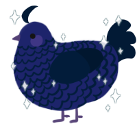 MJ, a navy and tumblr chicken with a lace pattern