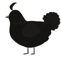 New Moon, a black and sable chicken with a neck-speckle pattern