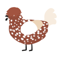 Hiroen, a russet and cream chicken with a speckle pattern